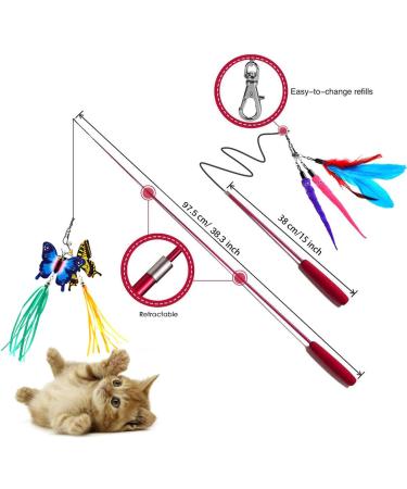 OODOSI Interactive Cat Wand Toy with 2 Poles & 9 Attachments - Fun Feather Toy for Indoor Kittens and Cats - Buy Online on SooperMarket.com