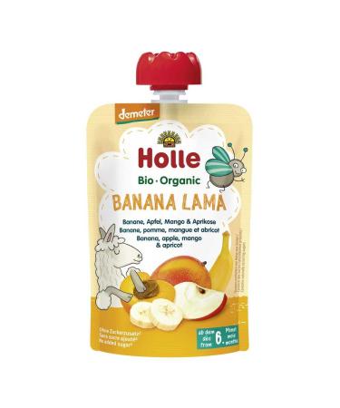 Holle - Quetschie Banana Lama Pouchy Banana Apple Mango Apricot - 100 g - Pack of 12