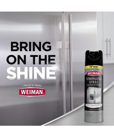 Weiman Stainless Steel Cleaner & Polish - 2 Pack Aerosol Spray with Microfiber Cloth - Streak-Free Shine for Refrigerator, Oven, Dishwasher, Stove - Protects from Fingerprints - Buy Online on SooperMarket.com