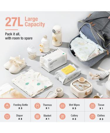 Tonyeee Wrap Backpack - Stylish Diaper Bag for Moms & Dads Removable Crossbody Bottle & Travel Essentials Gray - Buy Online on SooperMarket.com