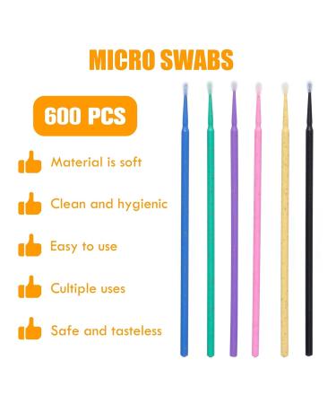 600pcs Micro Applicator Brushes for Lash Extensions | Disposable Cotton Swabs & Eyelash Applicators for Makeup - Buy Online on SooperMarket.com