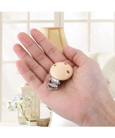 10Pcs Cute Round Wooden Baby Pacifier Clips - Natural Infant Nipple Clasps with 3 Holes | International Shipping - Buy Online on SooperMarket.com
