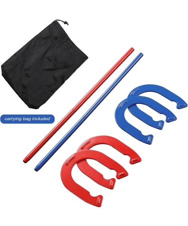 PoPoHoser Heavy Duty Steel Horseshoes Outdoor Game Set - 4 Horse Shoes & 2 Stakes - Fun for Adults and Family in Backyard, Lawn, Beach - Buy Online on SooperMarket.com