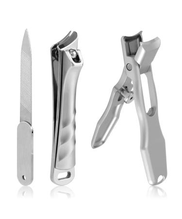 Nail Clippers for Men Upgrade Slanted Nail Clippers for Seniors Thick Toenails Angled Nail Clipper Heavy Duty Large Toe Nail Clipper with File Sharp Curved Fingernail Clipper Cutter Adult