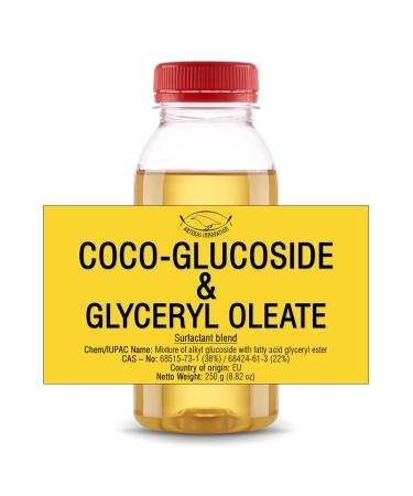 COCO-GLUCOSIDE & GLYCERYL OLEATE - Lipid Layer Enhancer and Thickening Agent Suitable for Homemade Cosmetics Foam Baths Shampoos Soaps Baby Products - 8.82 Oz