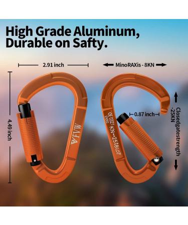 UIAA Certified 25KN Auto Locking Climbing Carabiner Clips - 3 Piece Set for Hammocks & Dogs - Durable Orange Climbing Equipment - Buy Online on SooperMarket.com