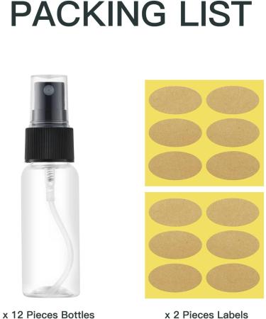 Toureal 30ML Fine Mist Spray Bottle 12pcs - Clear Travel Size Mister Refillable Container for Cosmetics - Buy Online on SooperMarket.com