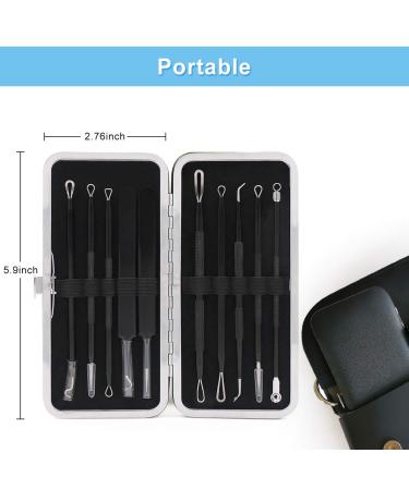 Fangze Pimple Popper Tool Kit - 10pcs Stainless Steel Blackhead Remover Set with Leather Bag - Buy Online on SooperMarket.com