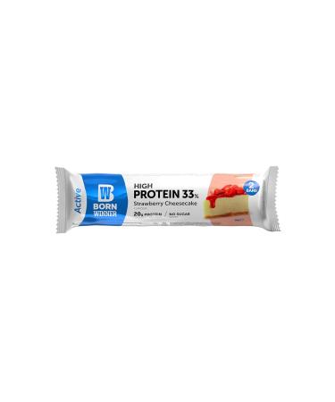 Buy Born Winner Active Strawberry Cheesecake Protein Bar - 20g Protein 33% Protein Content No Added Sugar - 12x60g - International Shipping - Buy Online on SooperMarket.com