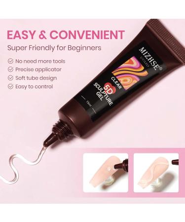 MIZHSE 5D Sculpture Gel for Nails - Clear Molding & Carving Gel | 15ml Gel for Nail Art & DIY Manicure Decorations - Buy Online on SooperMarket.com