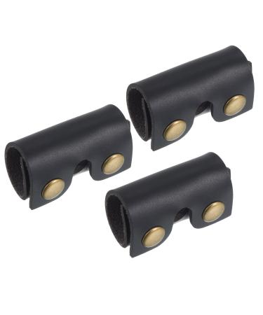 PATIKIL Leather Razor Head Protective Case 3 Pack Double Edge Razor Head Protection Sheath Shaving Tip Cover for Travel Black