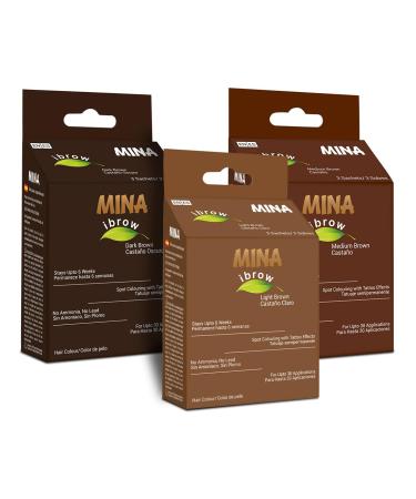MinaiBrow Tint Kit | Natural Spot Coloring Brow Tinting Powder Smudge Proof Tint| Instant Brow Tint 100% Gray Converge (Dark Brown + Light Brown + Medium Brown) Dark Brown + Medium Brown + Light Brown