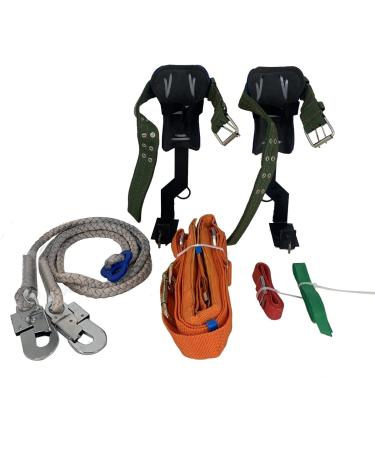 CDZHLTG tree climbing equipment set climbing belt seat belt tree stall iron trree climbing spike tree climbing tool fall protection rope rescue belt for mountaineering tree climbing outdoor 2 gears