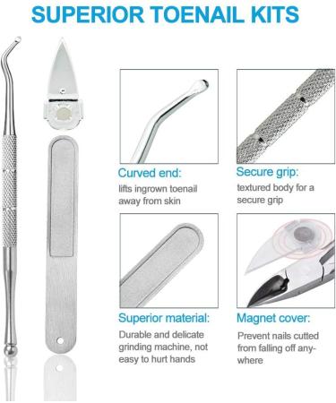 Professional Toe Nail Clipper for Thick and Ingrown Toenails - Surgical Stainless Steel Trimmer with Soft Grip Handle (4PCS) - Buy Online on SooperMarket.com