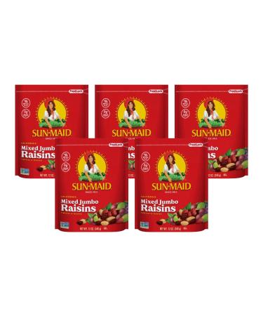 Sun Maid Mixed Jumbo Raisins, 12-Ounce Pouches (Pack of 5) 12 Ounce (Pack of 5)