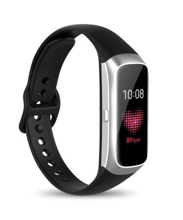 Watbro Compatible with Samsung Galaxy Fit SM-R370 Bands,Adjustable Soft Silicone Replacement Band Straps Wristbands Bracelet Fit Samsung Galaxy Fit Fitness Smartwatch for Women Men 1 Pack:Black