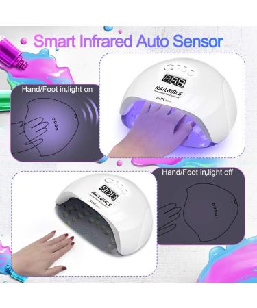 NAILGIRLS 150W UV LED Nail Lamp for Home Salon - Gel Polish Dryer with Timer Presets and Auto Sensor - White - Buy Online on SooperMarket.com