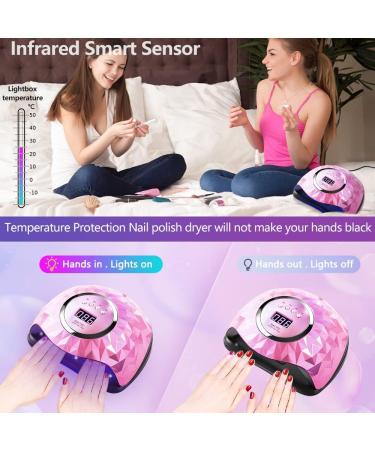 iBigLY 248W UV LED Nail Lamp | Fast Gel Nail Dryer with 60 Lamp Beads | 4 Timers Auto Sensor | Home/Salon Nail Art UV Light Tools - Pink - Buy Online on SooperMarket.com