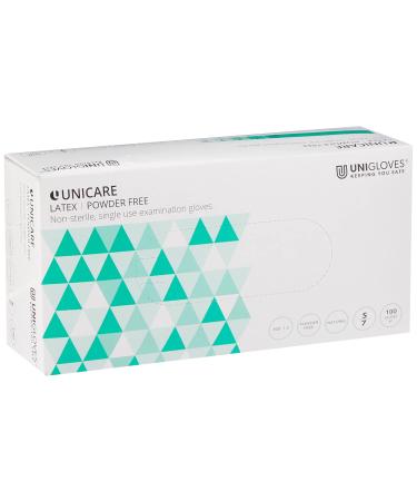 Unigloves Unicare Latex GS0012 Examination - Multipurpose Powder Free Disposable Gloves Box of 100 Gloves Natural Small