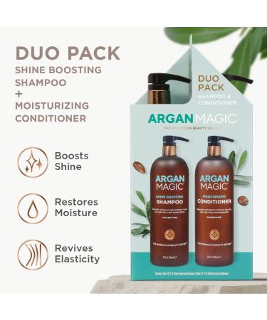Argan Magic Shine Boosting Shampoo & Conditioner Duo - 32 oz, Made in USA, Paraben & Cruelty Free - Buy Online on SooperMarket.com