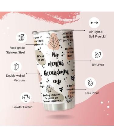 HOMISBES Mental Health Awareness Tumbler - Positive Quotes & Affirmations - Stainless Steel 20oz Cup for Mental Wellness - Buy Online on SooperMarket.com
