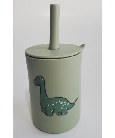 Toddler Cup  Silicone Training Cup Sippy Cup with Straw  Non-Slip  NO BPA  Unbreakable  Trainer Cup for Babies Toddlers and Infants (Winter pear w/ dinosaur)