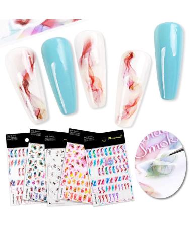 Closer 5 Sheets Blooming Flower Nails Sticker 3D Flower Water Transfer Nail Decals for Nail Art DIY Transfer Sticker - Buy Online on SooperMarket.com