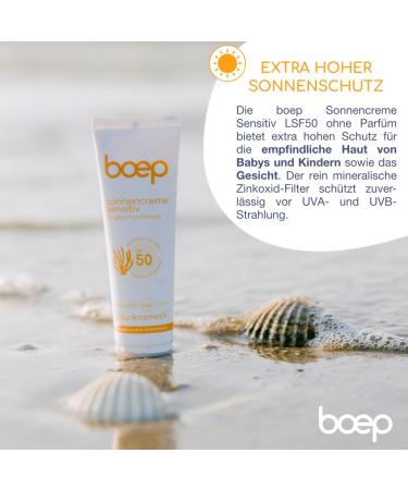 Boep Sunscreen Sensitive LSF 50 | Mineral Sun Protection for Babies Children & Adults | Vegan Natural Cosmetics | Face & Body SPF | 50ml - Buy Online on SooperMarket.com
