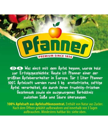 Buy Pfanner 100% Apple Juice - Classic Fruit Juice No Added Sugar - 2L Pack | International Shipping - Buy Online on SooperMarket.com