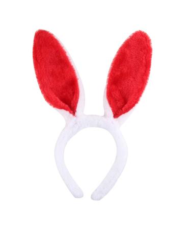 Easter Day Bunny Headband Red Ear Hair Band Red Fuzzy White Plush Design Hair Hoop Hair Accessories Easter Party Headdress Decoration for Holiday Festival Party Hair Supplies for Women Girls 1Pcs