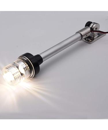 Geloo 12 Inch Boat Navigation Lights - White LED Fold Down Stern Light for Pontoon, Fishing Boat, Yacht - 360 Illumination - 3 NM Visibility - Buy Online on SooperMarket.com