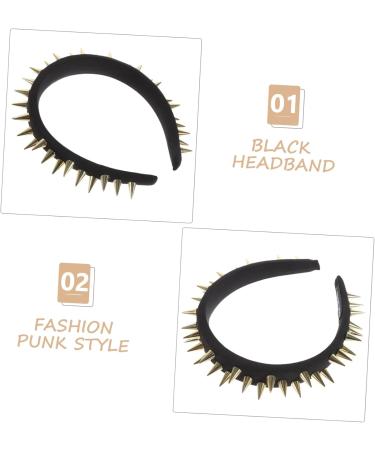 PLAFOPE Studded Black Headband Head Decoration Studded Head Band Punk Headband Punk Accessories Cosplay Headband No Slip Headband for Women Thin Headband Womens Headbands Studded Headband - Buy Online on SooperMarket.com