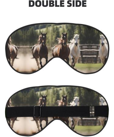 SSIMOO Three Running Horses Soft Sleep Eye Mask - Breathable Black Eye Patch for Women | Perfect for Travel & Relaxation - Buy Online on SooperMarket.com