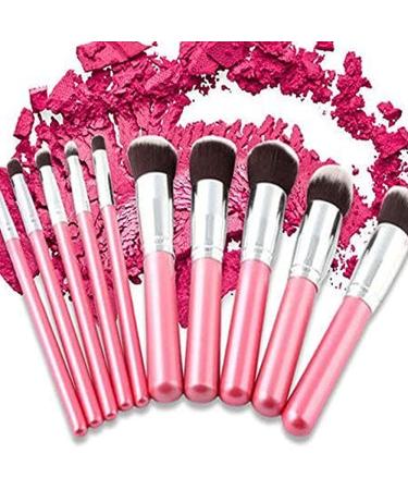 Glamza Pink Makeup Brush Set - 10 Premium Brushes for Flawless Application | International Shipping Available - Buy Online on SooperMarket.com