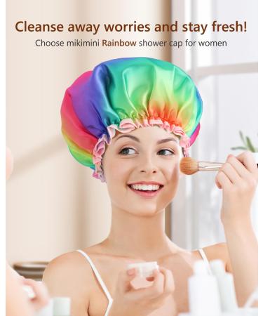 Buy Mikimini XL Shower Hood for Women | Waterproof Double-Lined 2-Pack | Soft & Fashionable Rainbow Design for Long Hair - Buy Online on SooperMarket.com