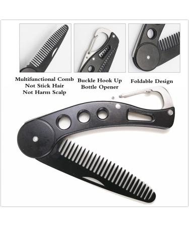 Stainless Steel Folding Beard Comb for Men - Anti-Static Pocket Comb for Beard and Mustache Styling - Buy Online on SooperMarket.com