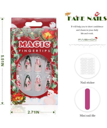 Vatocu Christmas False Nails - Short Red Press on Nails with Snowflakes, Elk, and Snowman Designs - 24pcs for Women and Girls - Buy Online on SooperMarket.com