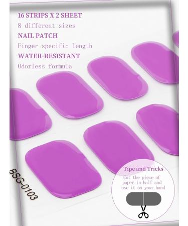 Kalolary 32PCS Cured Gel Nail Polish Strips Adhesive Full Wrap Gel Nail Art Sticker Waterproof Gel Nail Wrap Stickers with Nail File and Stick(UV/LED Lamp Required) (Purple) - Buy Online on SooperMarket.com