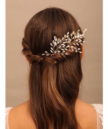Chargances 2 Pieces Pearl Wedding Hair Pins Crystal Bridal Hair Pins Set Elegant Rhinestone Beaded Bride Headpiece Hair Accessories for Women and Girls (Gold) - Buy Online on SooperMarket.com