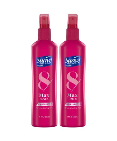 Suave Hair Spray Max Hold Unscented - Long-Lasting Non-Aerosol Holding for Women and Men Maximum Volume Control Frizz-Free Hairspray with Extra Hold 11 Oz Ea (Pack of 2) 3.0 Count Citrus 11 Fl Oz (Pack of 2)