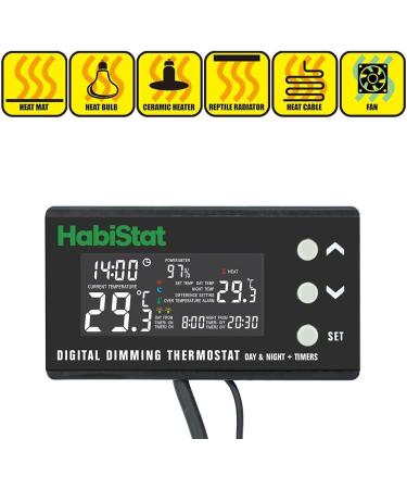 Habistat - Digital Dimming Thermostat - Day And Night Timer - Waterproof - 3 Metre Long Sensor - Adjustable Alarm - Perfect For Reptile Encourages - 600 Watt - Buy Online on SooperMarket.com