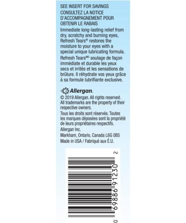 REFRESH TEARS Ophthalmic Solution Lubricant Eye Drops For Dry Eye Relief Compatible With Lenses 2 X 15ml 2 x 15 ml - Buy Online on SooperMarket.com