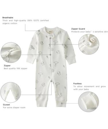 Owlivia Organic Cotton Baby Romper | Zip Up Footless Sleep N Play | Long Sleeve Pyjama (Size Newborn-24 Months) Feather 18-24 Months - Buy Online on SooperMarket.com