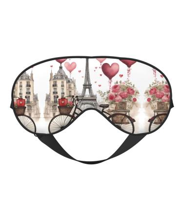 SSIMOO Love Paris Tower Coffee Wine Perfume Bicycle Heart Soft Sleep Eye Mask Female Breathable Eye Patch Perfect for Travel and Relaxation Black