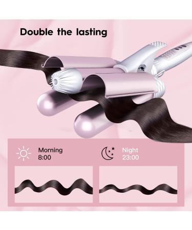 3 Jumbo Barrel Curling Iron Wand - 1.25" Ceramic Tourmaline Dual Voltage Adjustable Temp Big Waves Crimper - Champagne Gold Hair Tool for International Shipping - Buy Online on SooperMarket.com