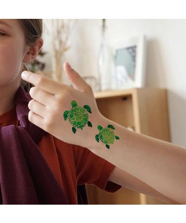 WIRESTER Temporary Tattoo Stickers - Set of 12 Sea Turtle Designs for Kids & Adults - Face, Hand, Neck, Wrist - Party Favor Body Art - 6 x 7.87 inch Tattoo Sheet (Blue, Pink, Purple, Green, Black) - Buy Online on SooperMarket.com