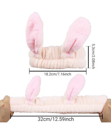 Headband for Washing Face and Makeup Cute Bunny Ear Hairband Elastic Headband for Shower Sports Spa Skincare Beauty Head Wraps Hair Accessories for Women Girls Pink - Buy Online on SooperMarket.com