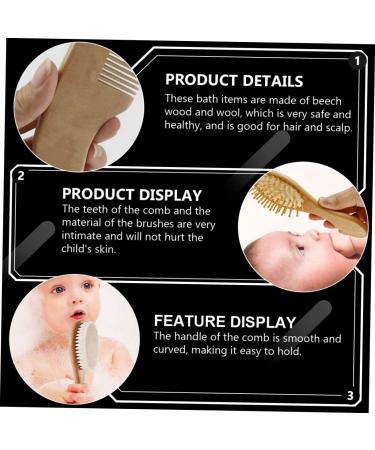 Healeved 4 Pcs Baby Hair Brush Comb Scalp Scrubber Spa Kit - Natural Soft Brushes for Baby Shampoo & Detangling - Children's Bathing Supply and Baby Care Set - Buy Online on SooperMarket.com