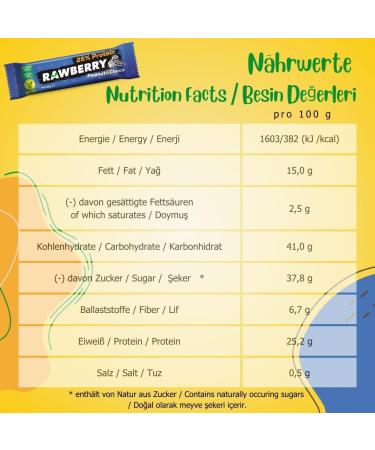 RAWBERRY Peanut & Chocolate Protein Bar | Vegan Gluten-Free No Added Sugar | 15x33g Nut Snack for Healthy Living - Buy Online on SooperMarket.com