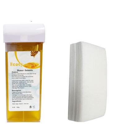 1 Honey Wax Cartridge With 50 Paper Waxing Strips Kit Sugar Cartridges Warm Paste Pack ROLL-ON Hot Wax Roller Hair Removal Depilatory 100ml Waxing Hot Rolling Soft Gentle Remover